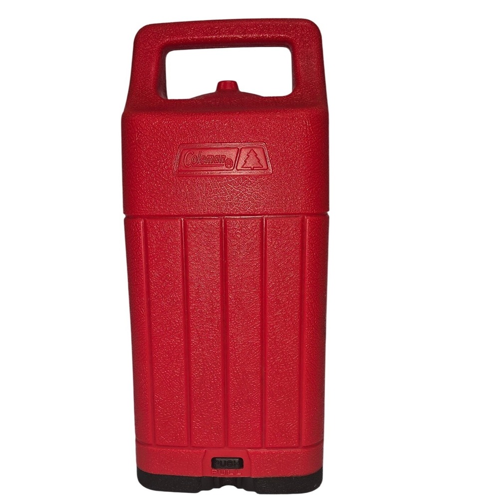 Vintage Coleman Red Plastic Lantern Carrying Case with Handle and Base Lock